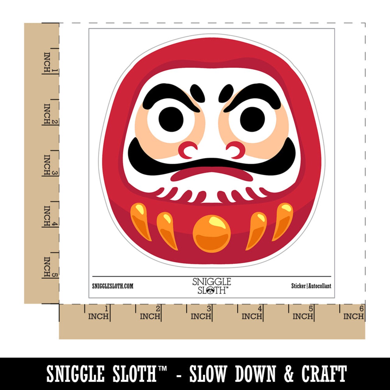 Japanese Daruma Doll Zen Buddhism Bodhidharma Waterproof Vinyl Phone Tablet Laptop Water Bottle Sticker Set - 5 Pack